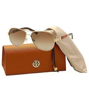 Tory Burch Gold Block/Brown Gradient Aviator/Pilot Sunglasses